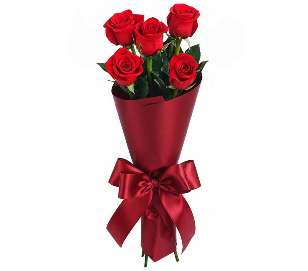 Букет 5 Красных роз Эдлесс Лав в Юровка
