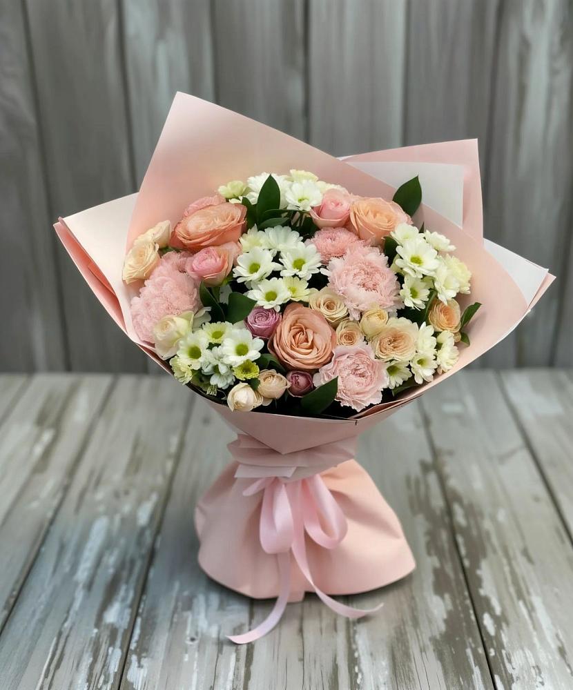 Букет цветов из: Гвоздики, Розы и Хризантемы в Юровка