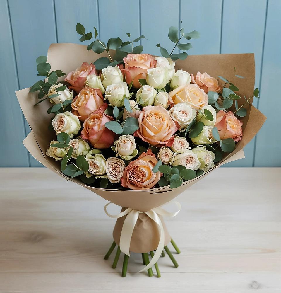 Букет цветов из: Альстромерии и Розы в Юровка