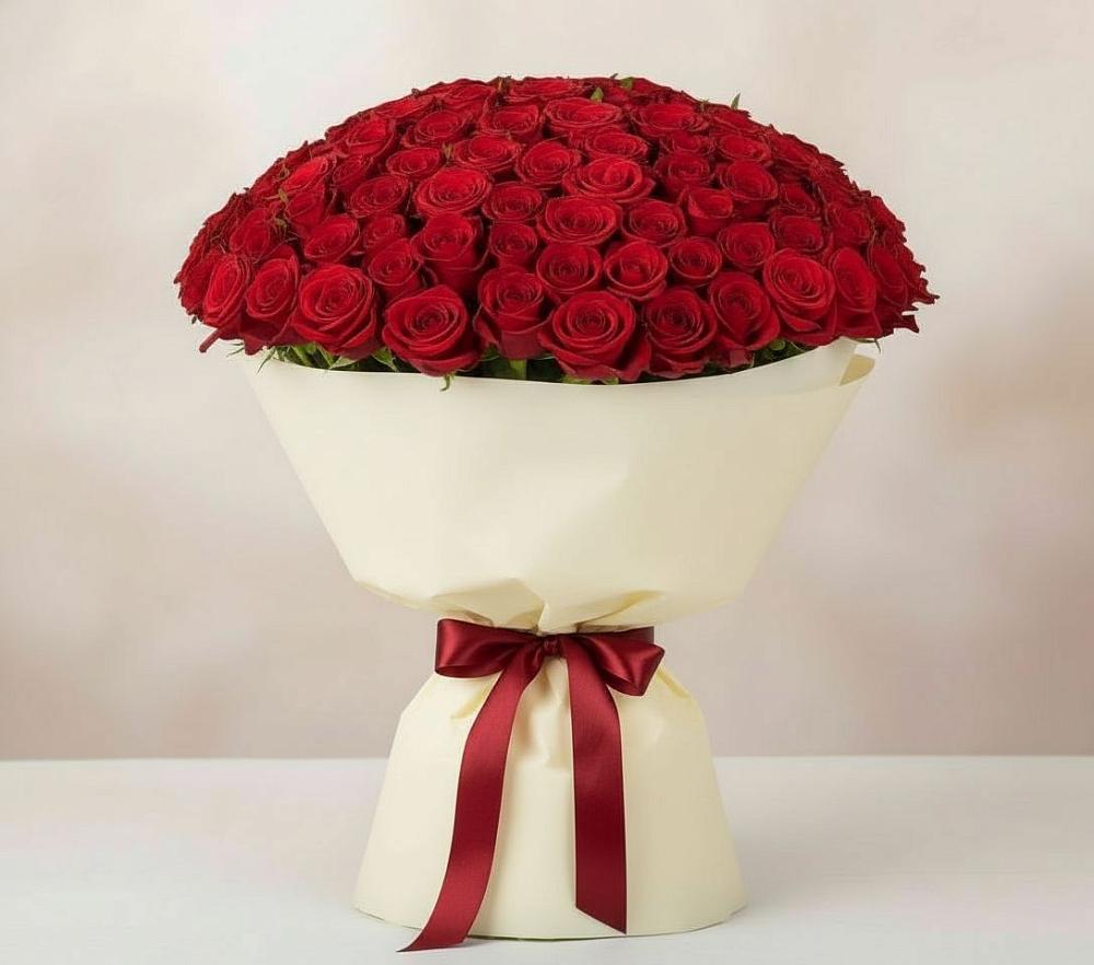 Букет 101 Красная роза Милано в Юровка