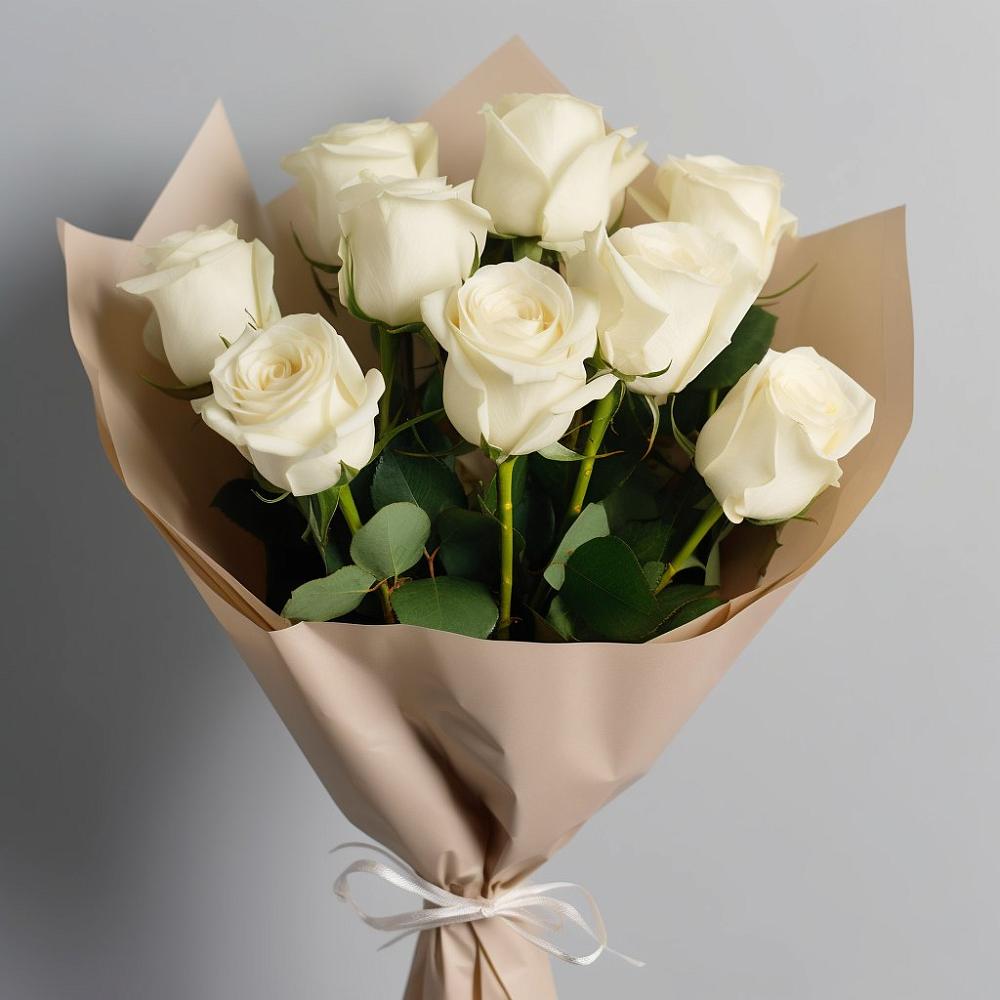 Букет 9 Белых роз Эдлесс Лав в Юровка