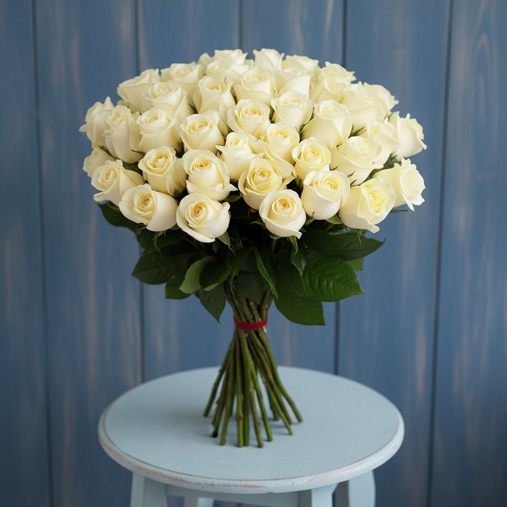 Букет 51 Белая роза Эдлесс Лав в Юровка