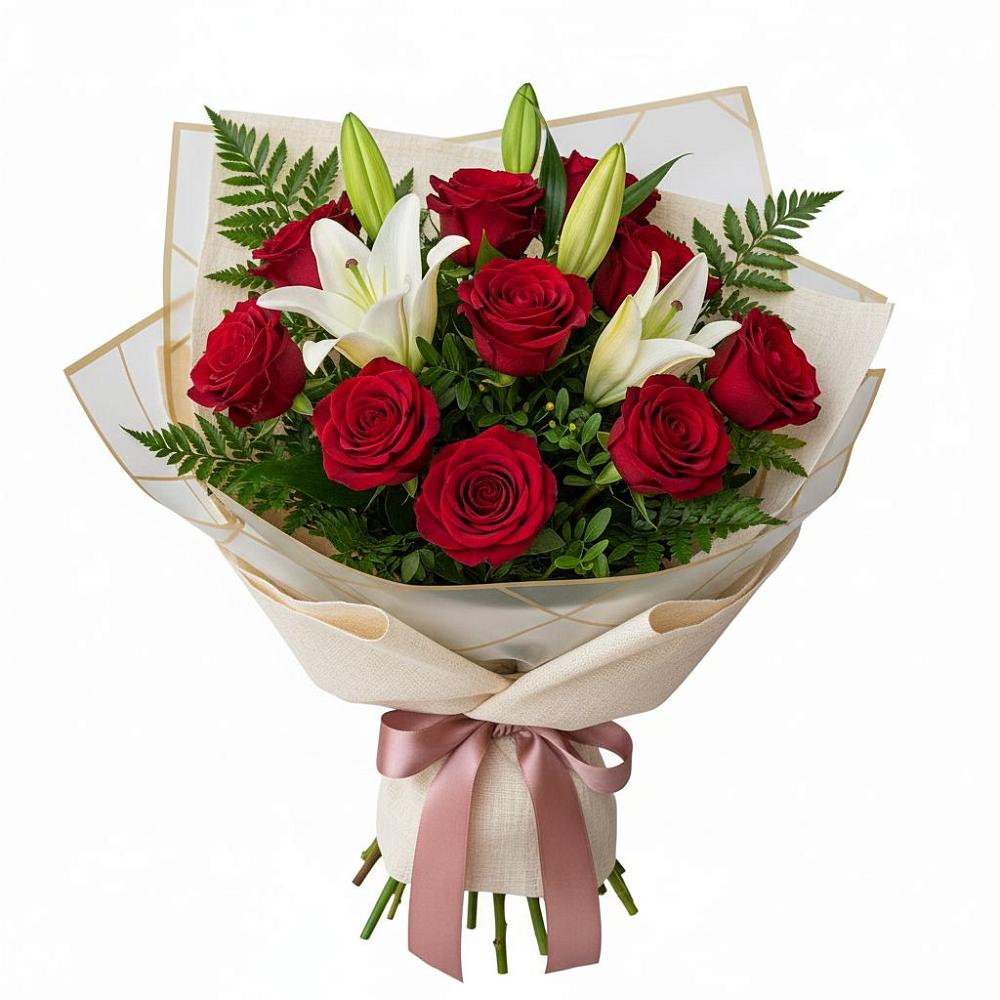 Букет цветов из: Лилии и Розы в Юровка