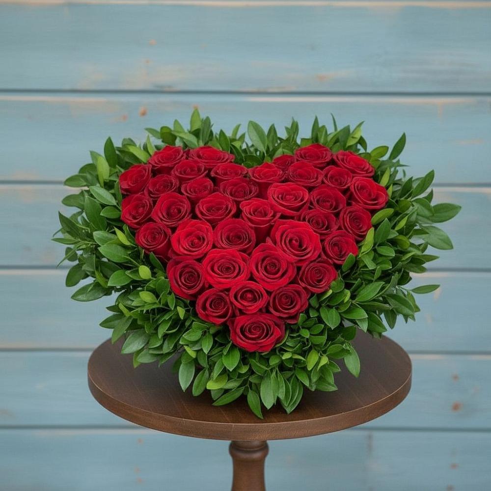 Цветочная композиция из Розы в виде сердца в Юровка