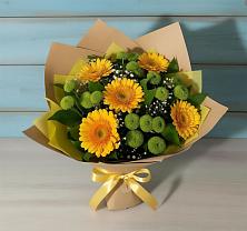 Букет цветов из:  Герберы и Хризантемы в Юровка