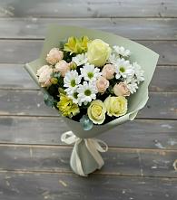Букет цветов из:  Альстромерии, Розы и Хризантемы в Юровка