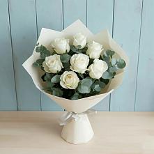 Букет Белые розы в Эвкалипте #REPLACE_PRED# Юровка